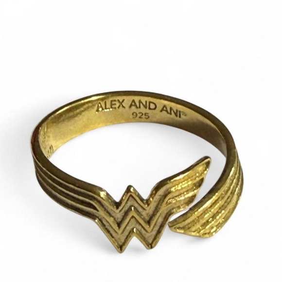 Alex and Ani Jewelry - Alex and Ani Wonder Woman 925 Sterling Silver Gold Plated Ring Adjustable Sz 7-9